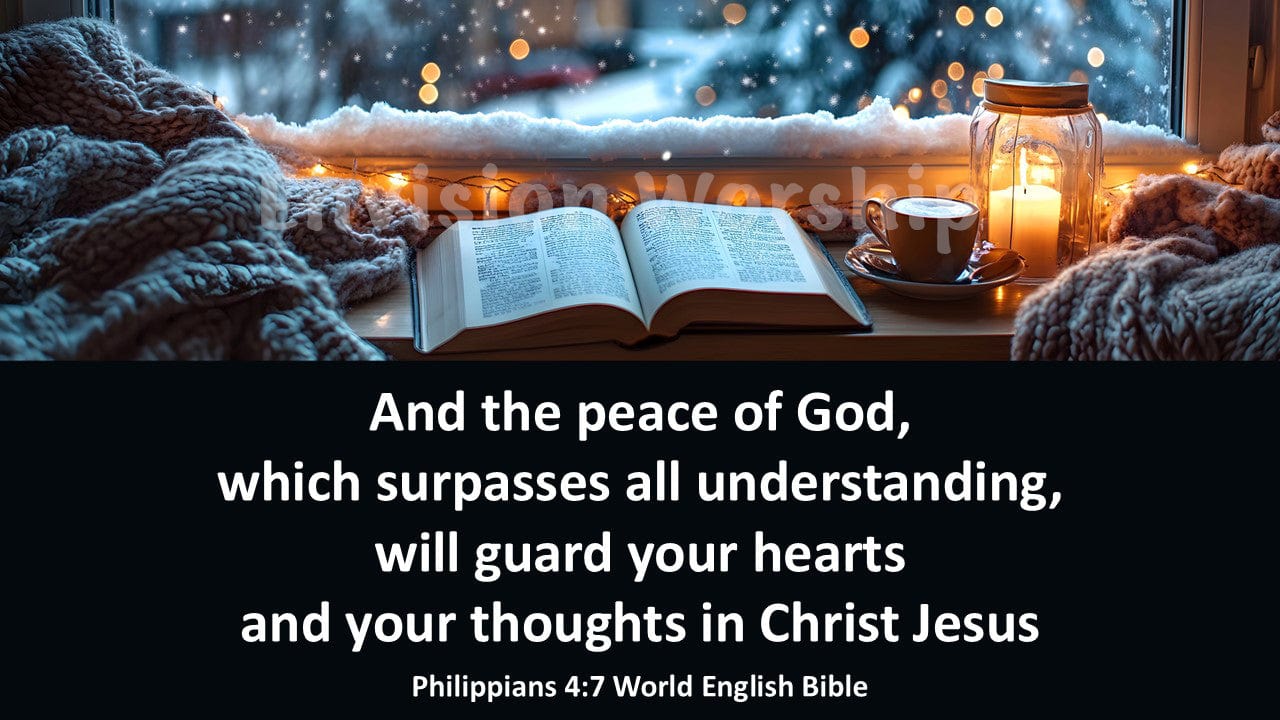 Winter Bible Verse Church PowerPoint template slides for worship