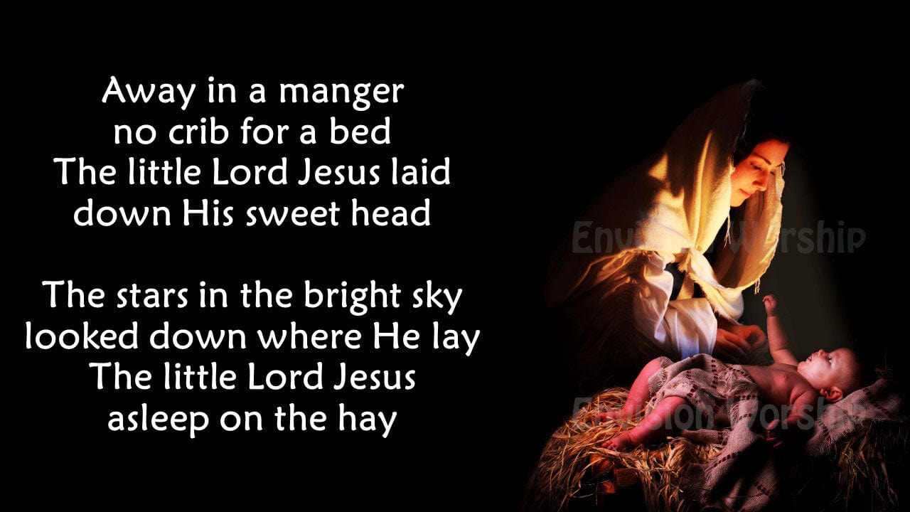 Away in a Manger worship slides with Mary and baby Jesus