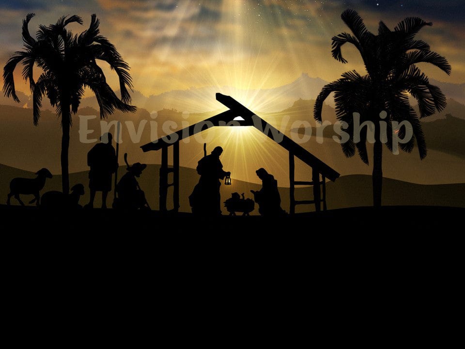 Shepherds, Holy Family, Baby Jesus in the Manger Christmas Nativity PowerPoint