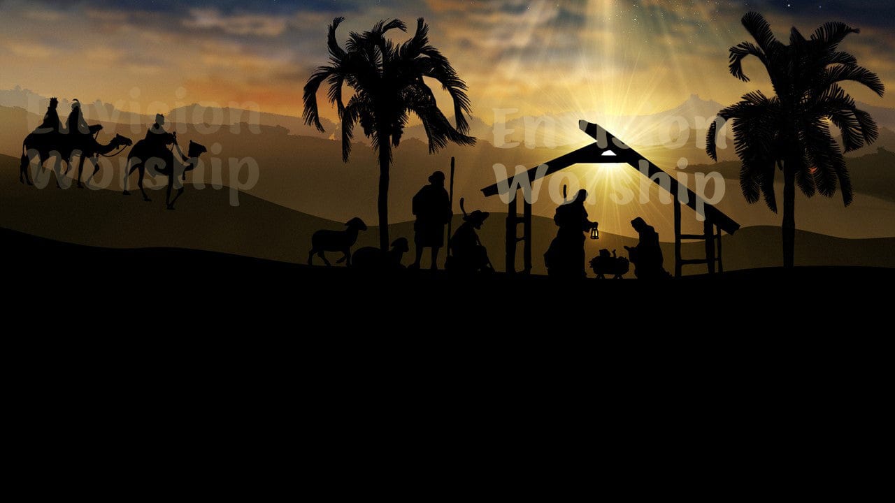 Shepherds, 3 Kings, Holy Family, Baby Jesus in the Manger Christmas Nativity PowerPoint