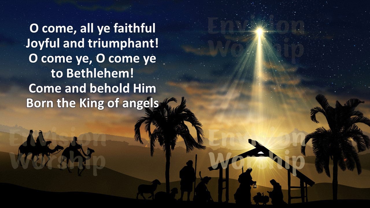 Shepherds, 3 Kings, Holy Family, Baby Jesus in the Manger Christmas Nativity PowerPoint