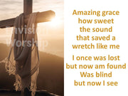 Amazing Grace Hymn lyrics PowerPoint Presentation Template Slides for Easter Worship Service