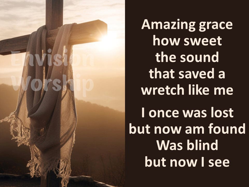 Amazing Grace Hymn lyrics PowerPoint Presentation Template Slides for Worship Service