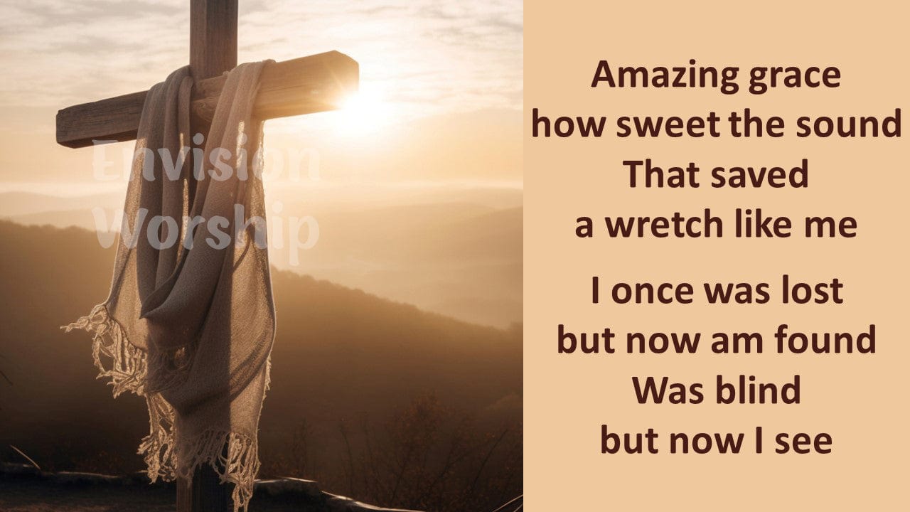 Amazing Grace Hymn lyrics PowerPoint Presentation Template Slides for Easter Worship Service 1