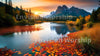 Autumn, Fall Leaves, Sunset, Mountain Lake worship PowerPoint Presentation slides