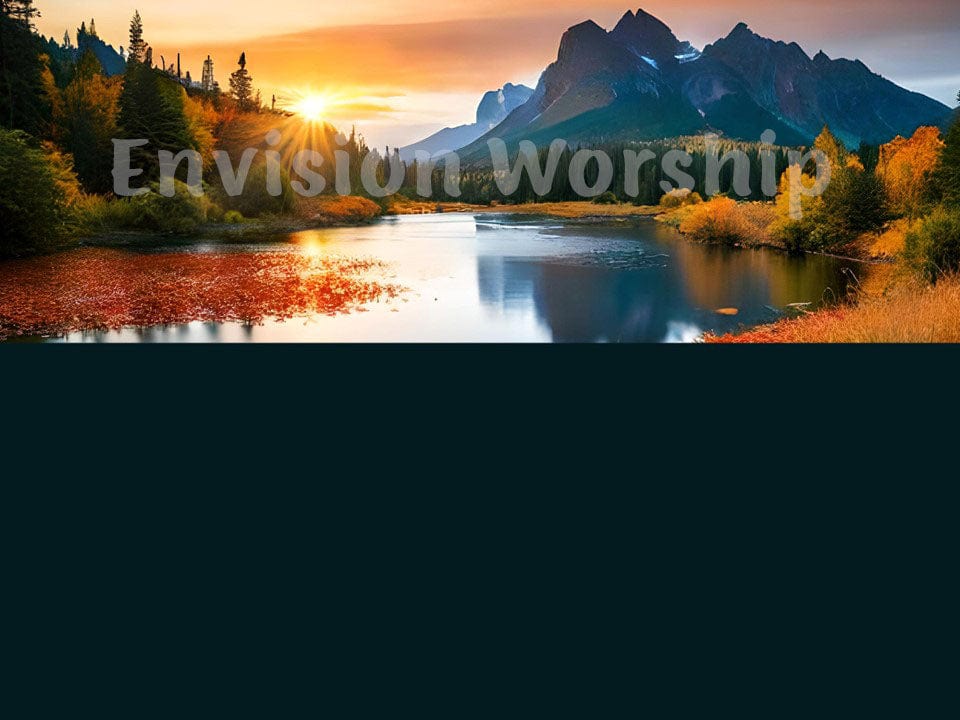 Autumn, Fall Leaves, Sunset, Mountain Lake Church PowerPoint Presentation template for worship