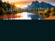 Autumn, Fall Leaves, Sunset, Mountain Lake Church PowerPoint Presentation template for worship