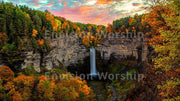 Autumn Waterfall Christian Background PowerPoint Template Slides for Worship