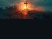 Sun beams Christian Cross Church PowerPoint Presentation template slides for worship service