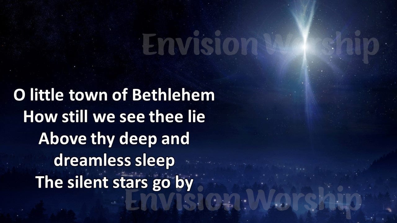 O Little Town of Bethlehem Lyrics PowerPoint Presentation Template slides for Christmas worship service