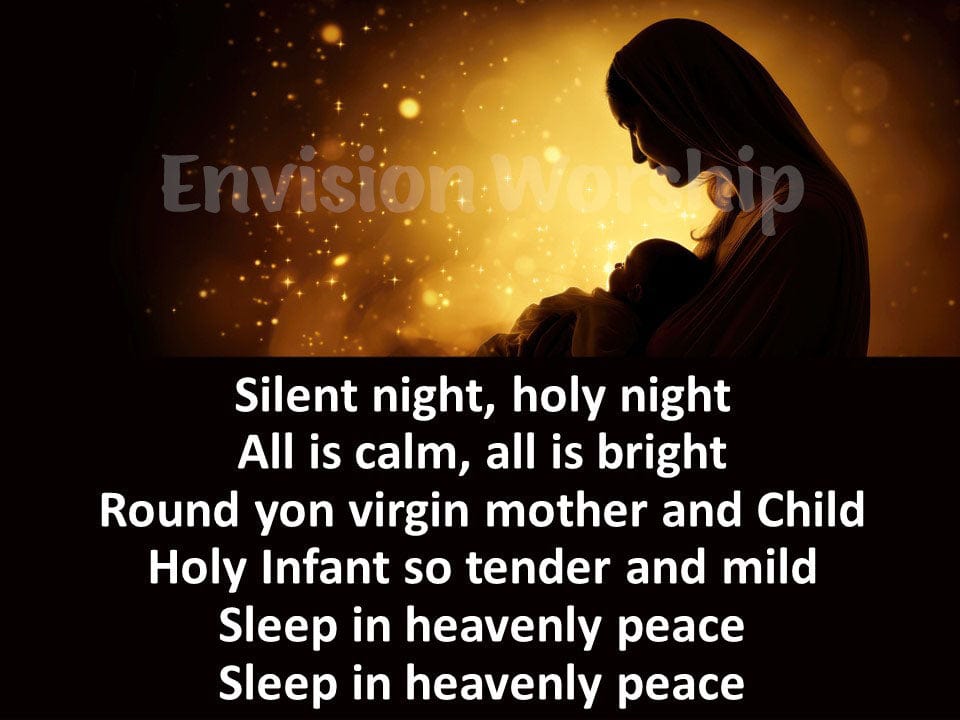 Silent Night lyrics Mary and Baby Jesus Christmas PowerPoints Presentation template slides