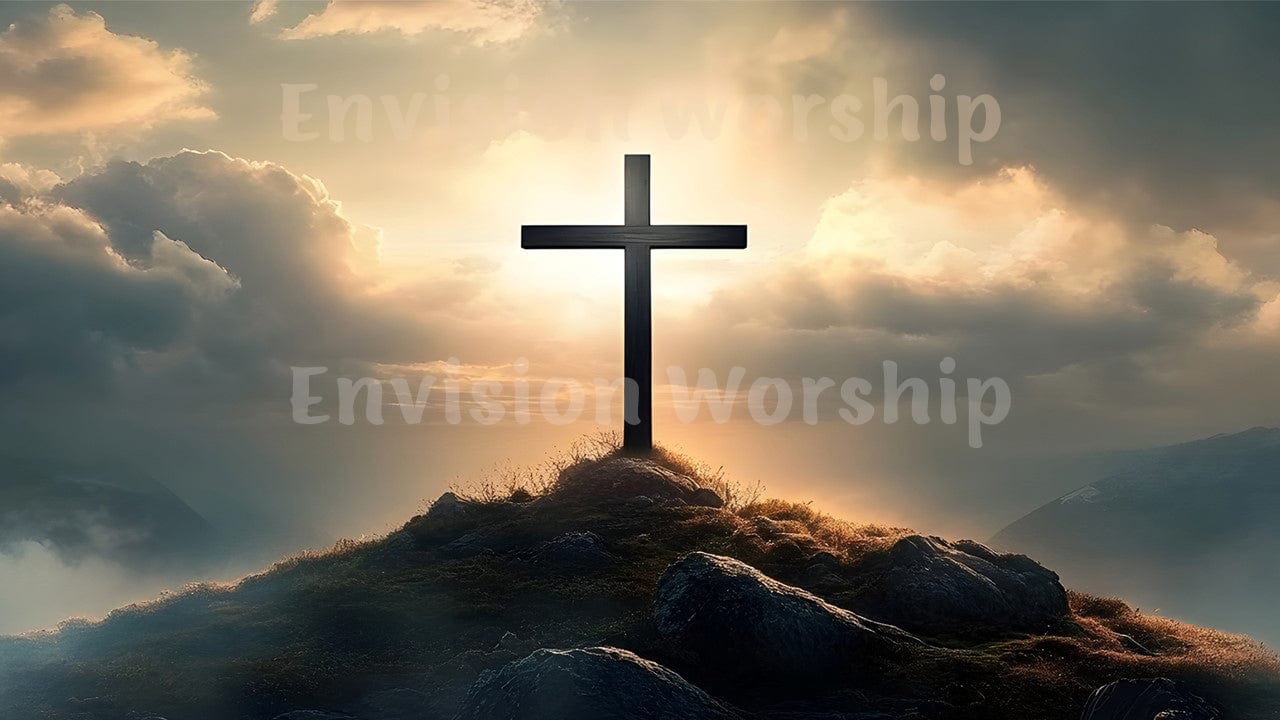 Sunrise Cross church PowerPoint presentation template slides for worship service