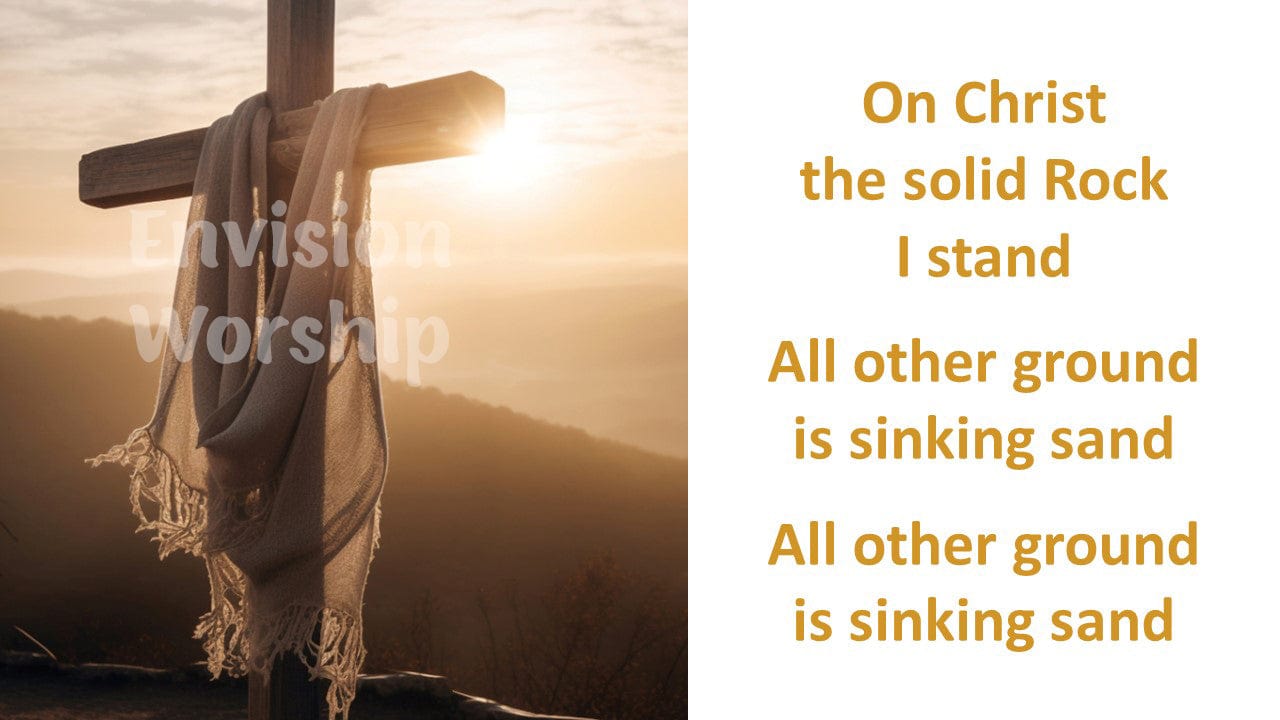 The Solid Rock Hymn Lyrics PowerPoint Presentation Template Slides with Lyrics included