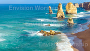 Coast church slide with water, wave and sand