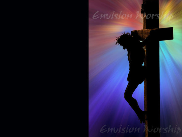 Good Friday Crucifix PowerPoint with rainbow colors