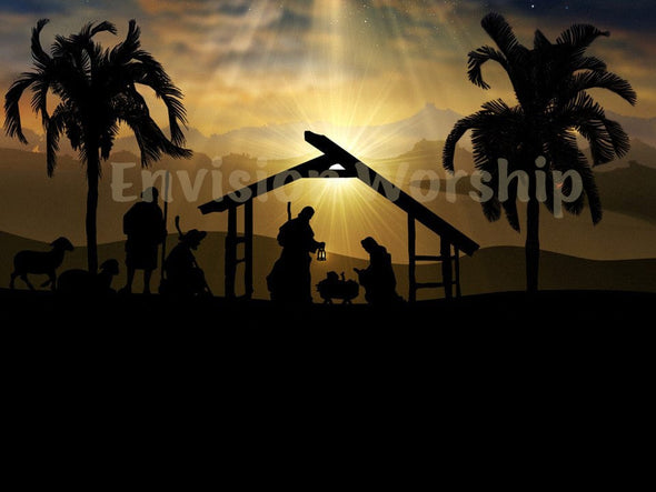 Shepherds, Holy Family, Baby Jesus in the Manger Christmas Nativity PowerPoint 