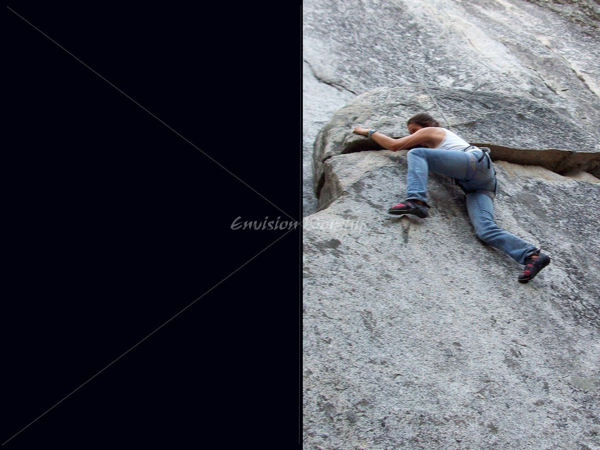 Rock climbing worship slide