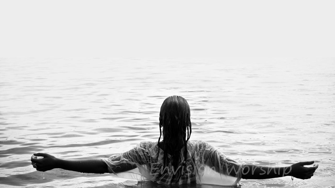 Baptism Christian background with girl in water